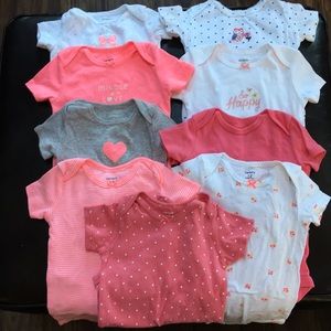 Set of 9 color onesies short sleeve girl 12 month